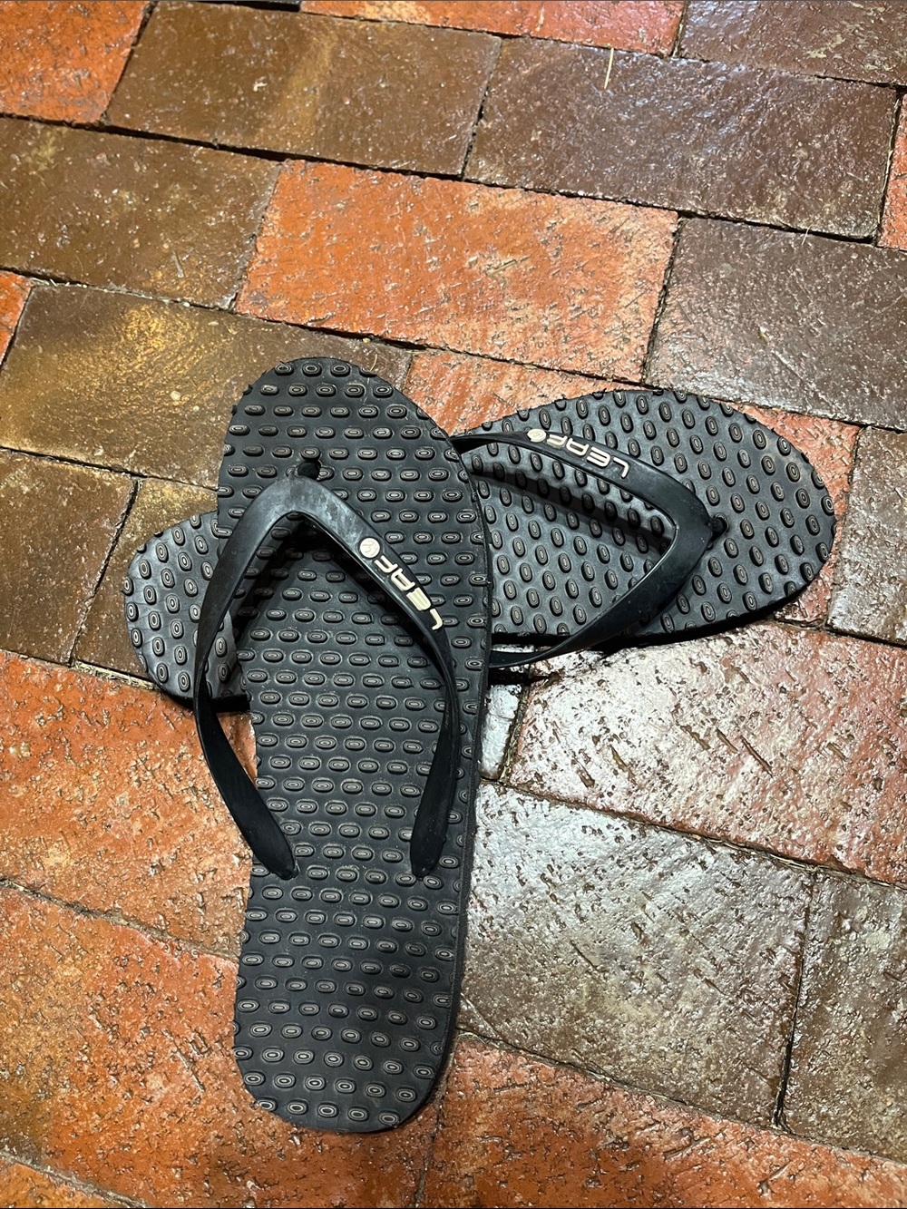 MEN 9/10 SHOES FLIP FLOPS LEAF/black/